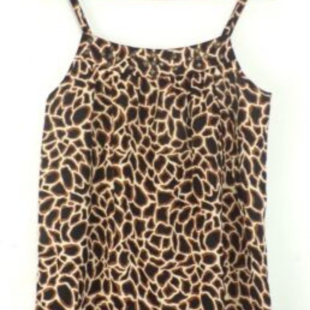 PINK TWILL Black & Brown Leopard Print Beaded Sleeveless Mini Dress Size Medium